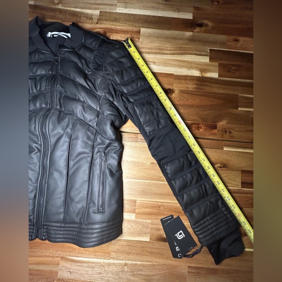 NWT! blanc noir Black Quilted Leather Jacket - Picture 12 of 15